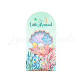 The Little Mermaid Happy Birthday Party Arch Backdrop Wall Cloth Cover